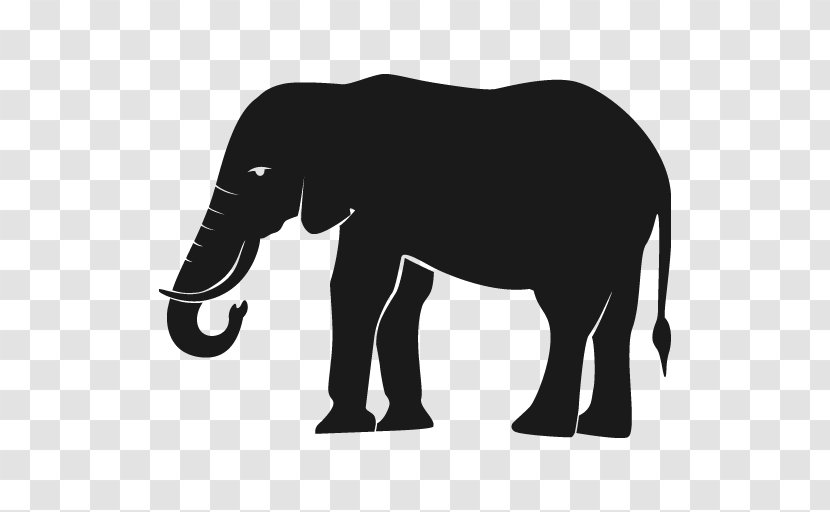 African Elephant Indian Drawing - Black And White Transparent PNG