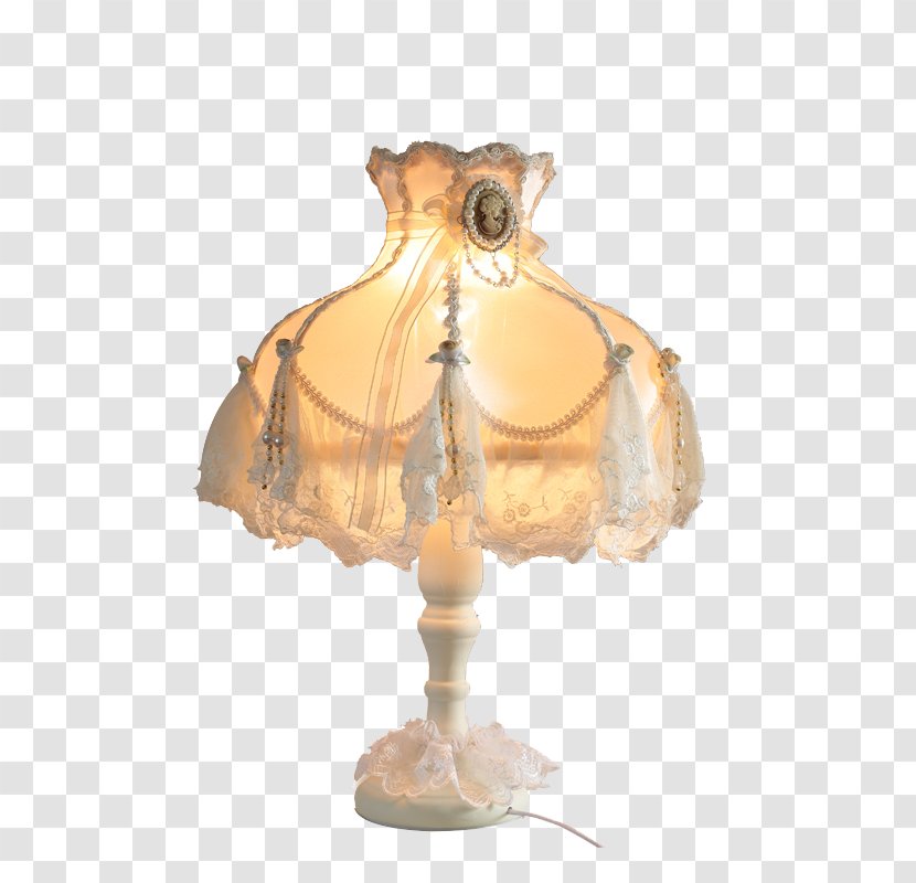 Textile Lampe De Bureau - Chevet - Lace Cloth Hood Lamp Warm Wedding Transparent PNG