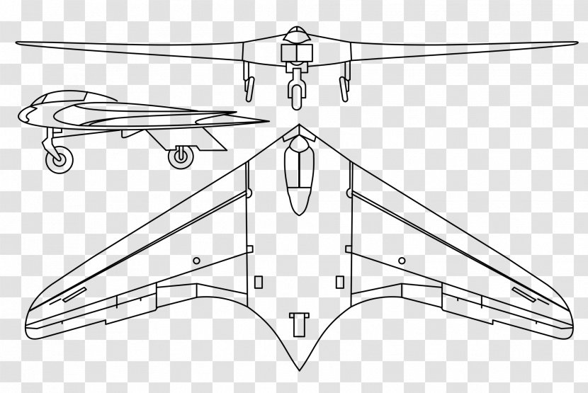 Horten Ho 229 Airplane H.XVIII Fixed-wing Aircraft Ministry Of Aviation - Line Drawing Transparent PNG