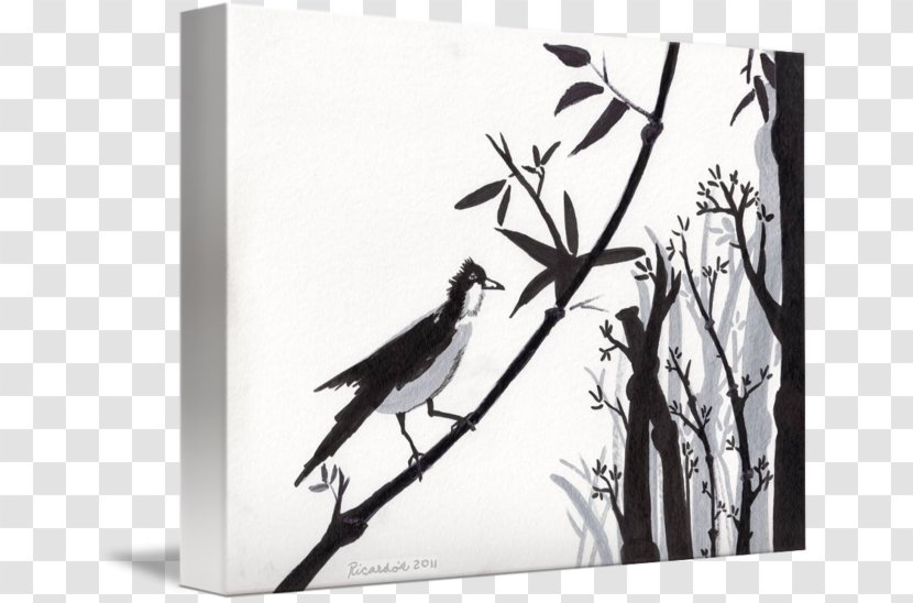 Paper Watercolor Painting Black And White Drawing Canvas Print - Flora - Bird Transparent PNG