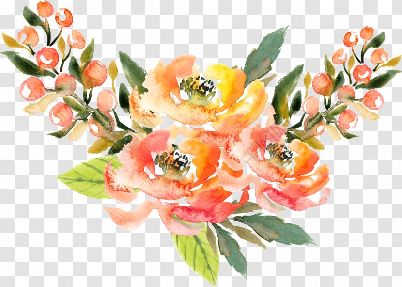 Watercolor Painting Watercolor: Flowers Watercolour - Orange - Boquet Cartoon Transparent PNG