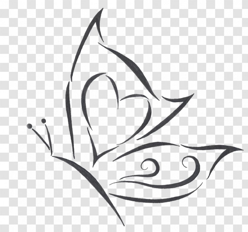 Butterfly Tattoo Drawing - Black And White - Designs Transparent Images Transparent PNG