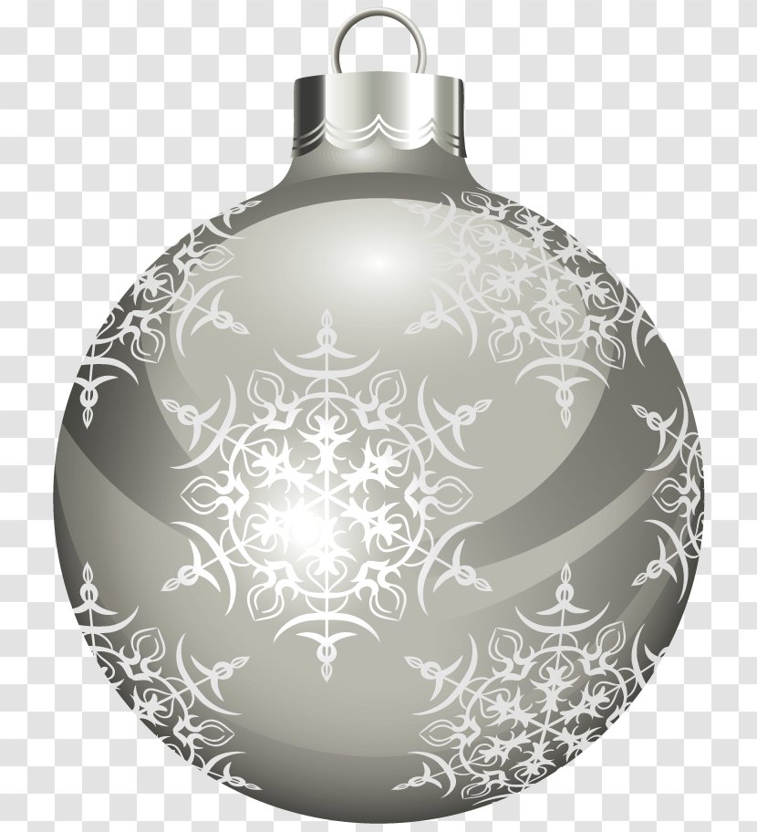 Christmas Ornament White Clip Art - Snowflake - Transparent Silver Ball Clipart Transparent PNG