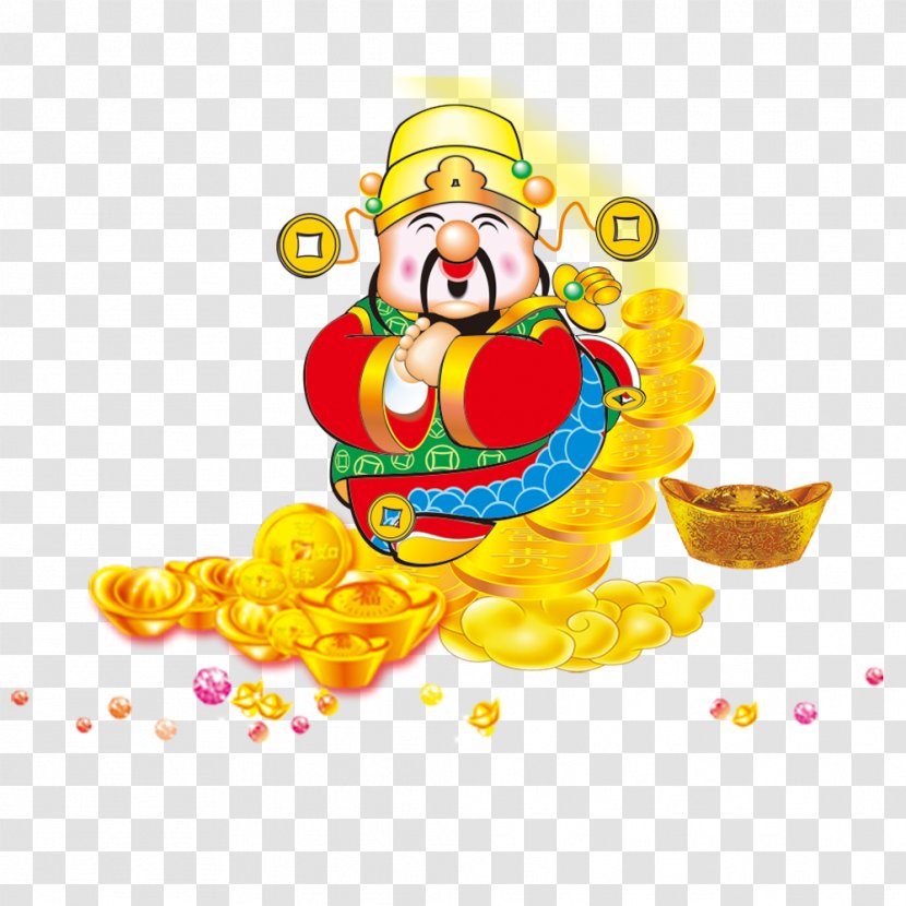 Caishen Zhu0113ngyuxe8 Deity Lunar Calendar Month - Rat - Gold Ingot Yellow Hat And Treasurer Transparent PNG