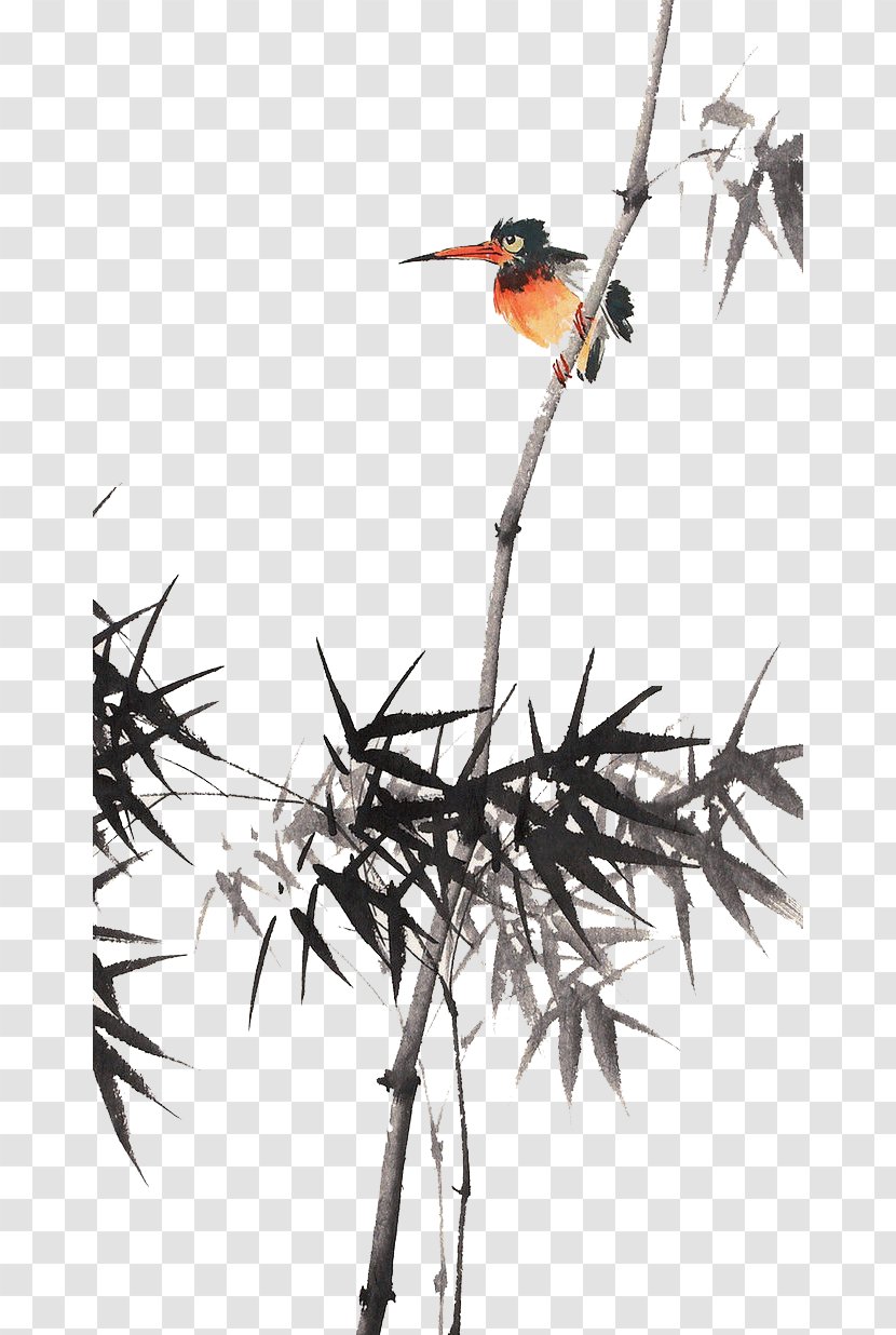 Bird-and-flower Painting Manual Of The Mustard Seed Garden Chinese - Wind Hand Painted Ink Bamboo Transparent PNG