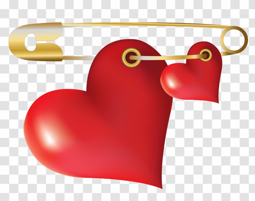 Heart Pin Clip Art - Cartoon - Hearts With Safety Clipart Transparent PNG