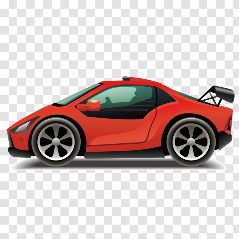 Sports Car Convertible Cartoon - Sticker - Luxury Vector Transparent PNG