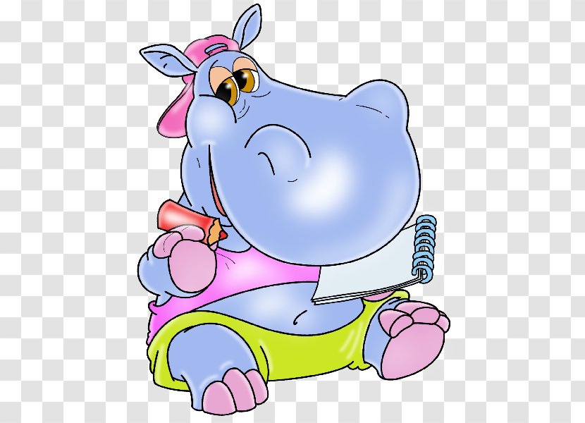 Hippopotamus Cartoon Clip Art - Fictional Character - Hippo Watercolor Transparent PNG