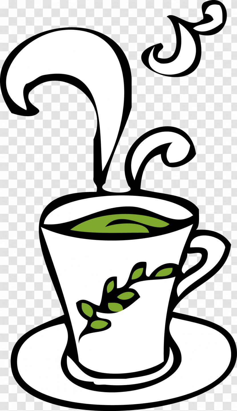 Green Tea Cartoon Clip Art - Artwork - Steaming Cup Of Transparent PNG