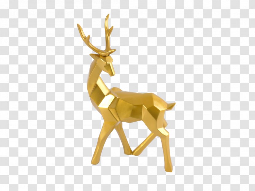 Reindeer Figurine Antler Sculpture - Animal Figure Transparent PNG