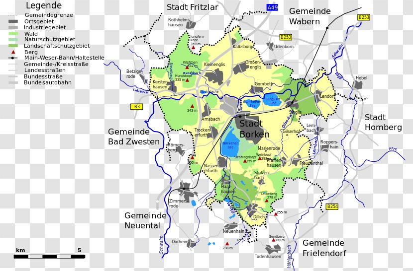 Map Melsungen Borkener See North Hesse - Topographic Transparent PNG