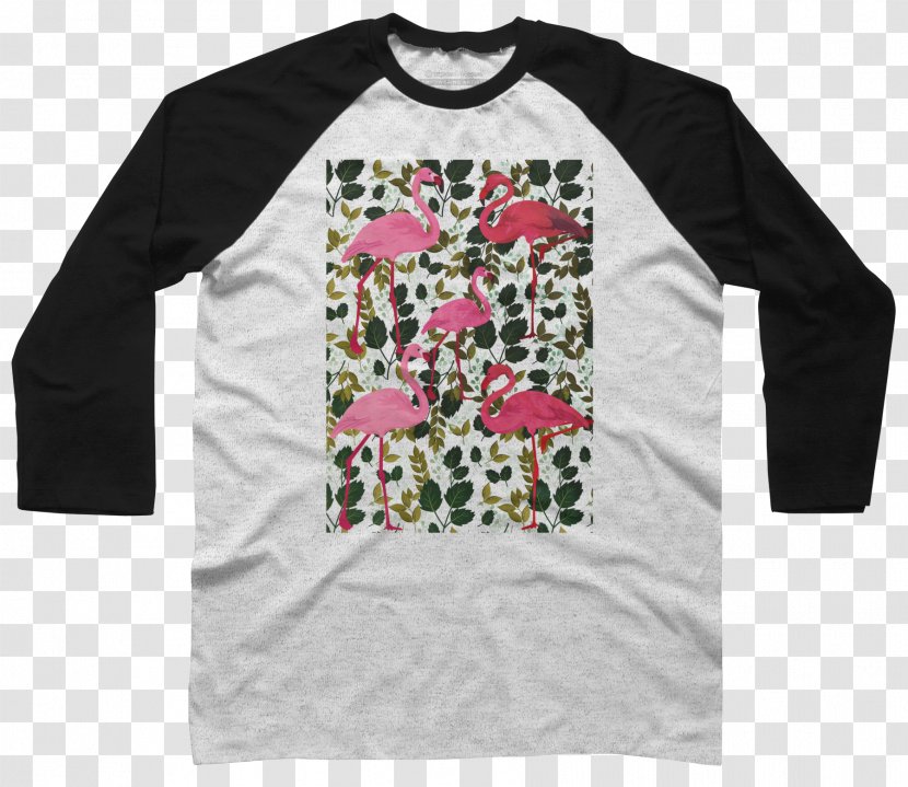 Long-sleeved T-shirt Raglan Sleeve - Sweater - Flamingo Printing Transparent PNG