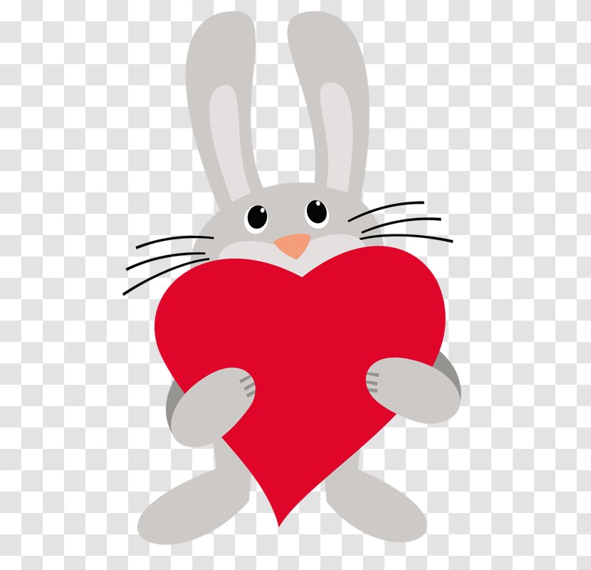 White Rabbit European Heart - Watercolor Transparent PNG