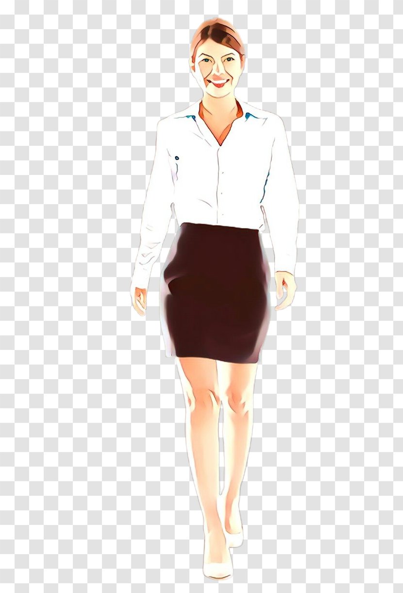 Clothing White Pencil Skirt Uniform Standing - Dress - Sleeve Transparent PNG