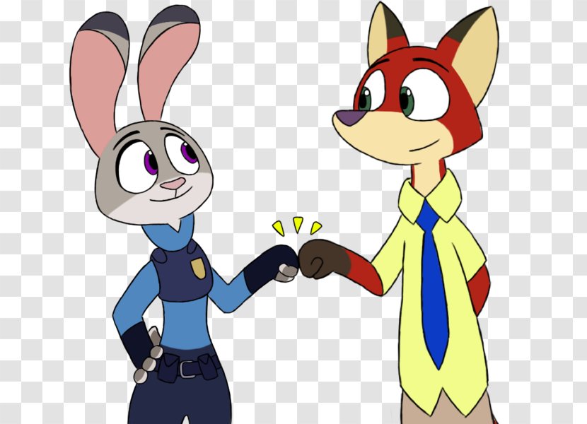 Rabbit Lt. Judy Hopps Nick Wilde Fist Bump Animation - Rabits And Hares Transparent PNG
