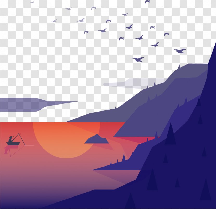 Bird Sunset - Vecteur - Mountain Town Transparent PNG
