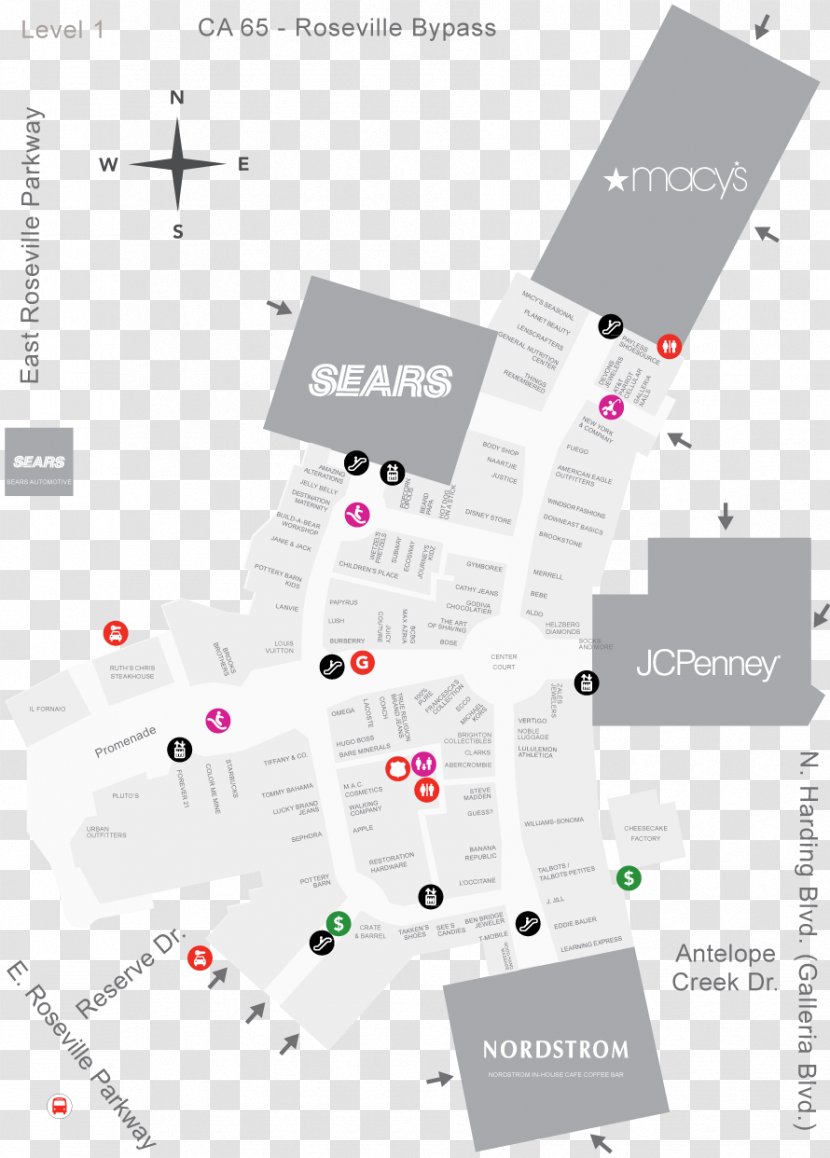 Westfield Annapolis Galleria At Roseville London Sawgrass Mills - Map Transparent PNG