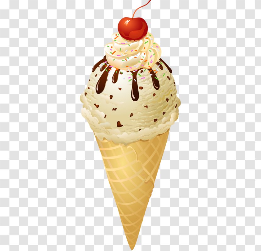 Ice Cream Cone Sundae Chocolate - Sprinkles - Delicious Cherry Cake Transparent PNG