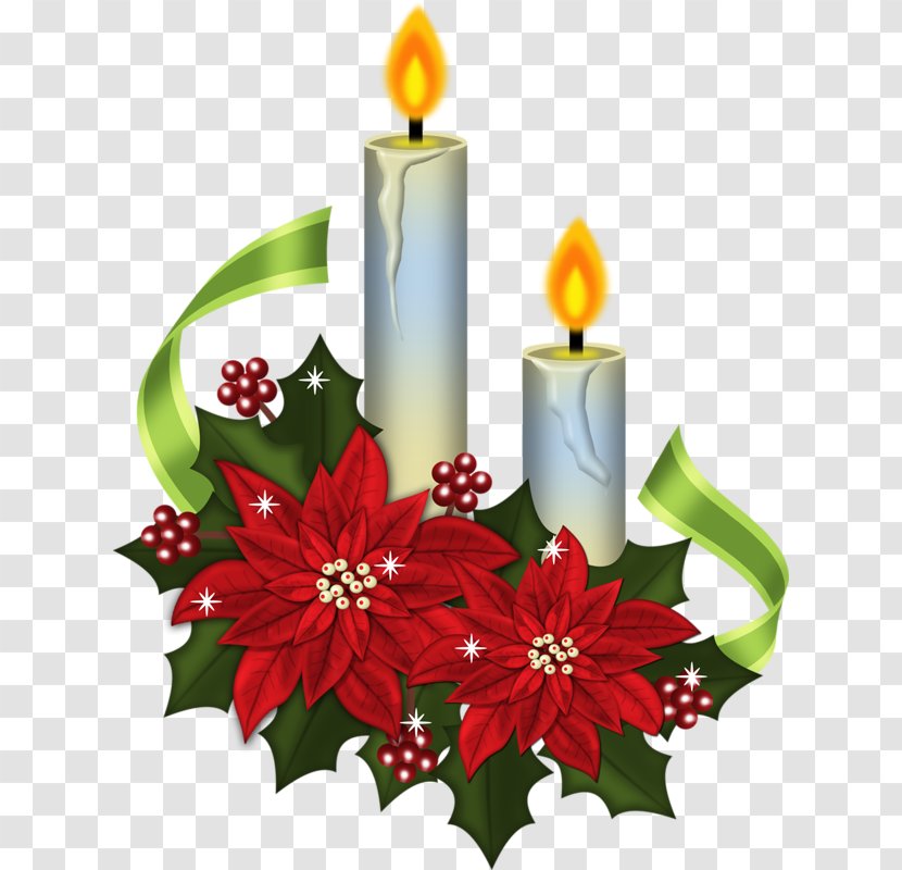 Christmas Candle Animation Clip Art - Floral Design - Candles Transparent PNG