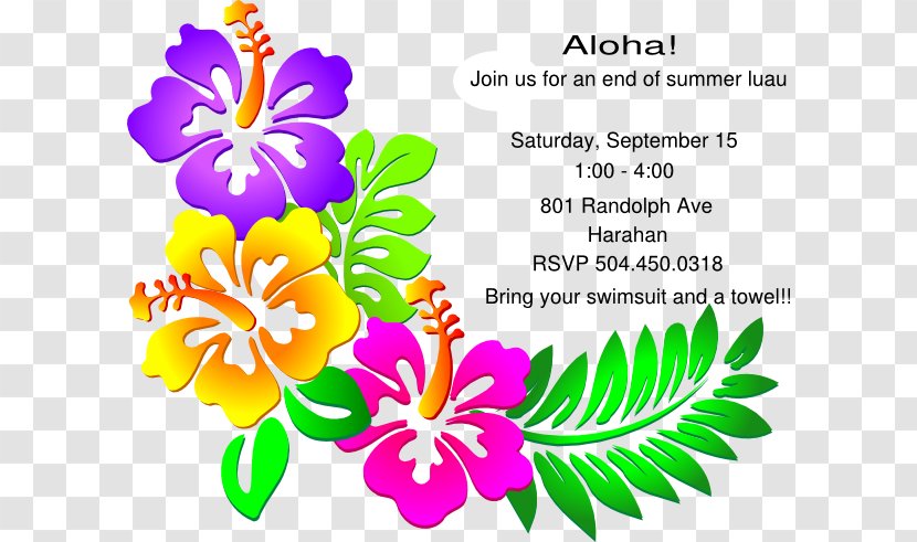 Hawaii Flower Rosemallows Clip Art - Floristry - Invitation Party Transparent PNG