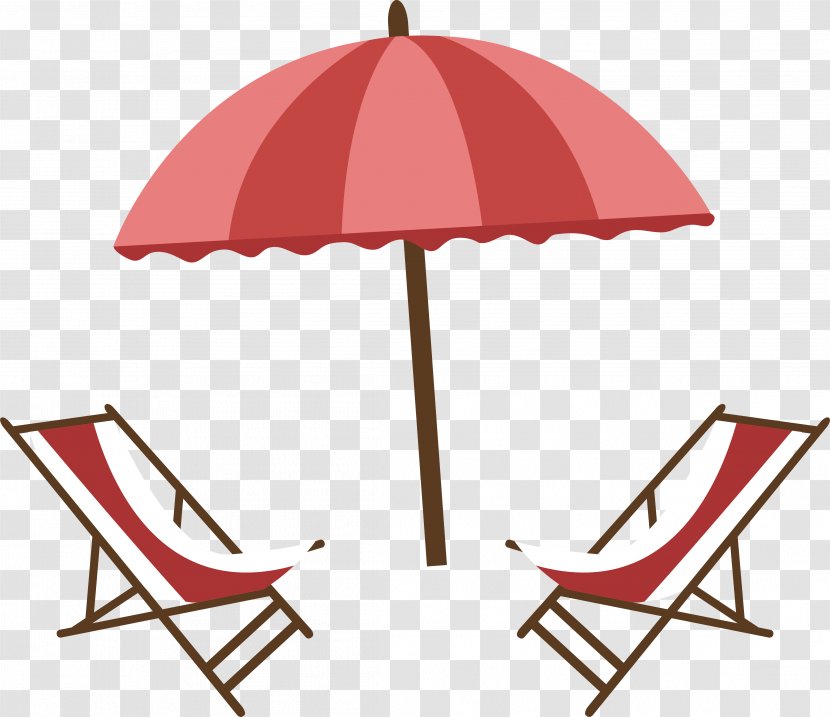 Clip Art - Poster - Red Striped Beach Lounge Umbrella Transparent PNG