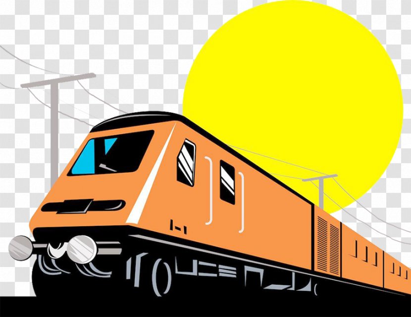Train Rail Transport Passenger Car Electric Locomotive - Diesel - Modern Simple Orange Graphics Transparent PNG