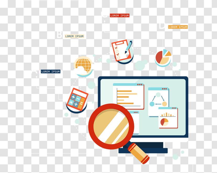 Business Analytics Data Analysis Big - Social Mobile Cloud - Vector Magnifying Glass And Computer Transparent PNG