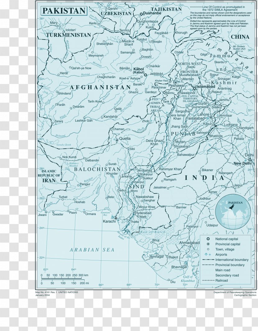 Pakistan Kashmir Country Mapa Polityczna Afghanistan - Jammu And - Map Transparent PNG