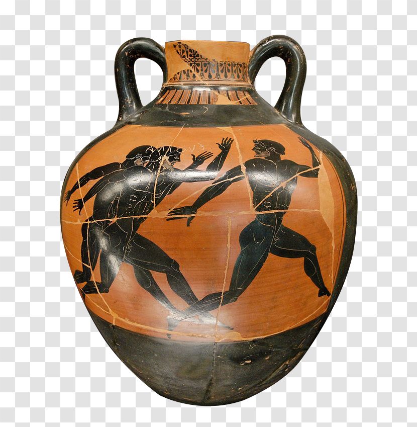 Ancient Greece Panathenaic Amphora Les Jeux Olympiques Dans L'Antiquité Olympic Games History - Pottery Transparent PNG