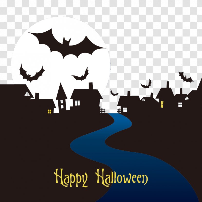 Halloween Cartoon Party Clip Art - Holiday - Black City Silhouette Transparent PNG