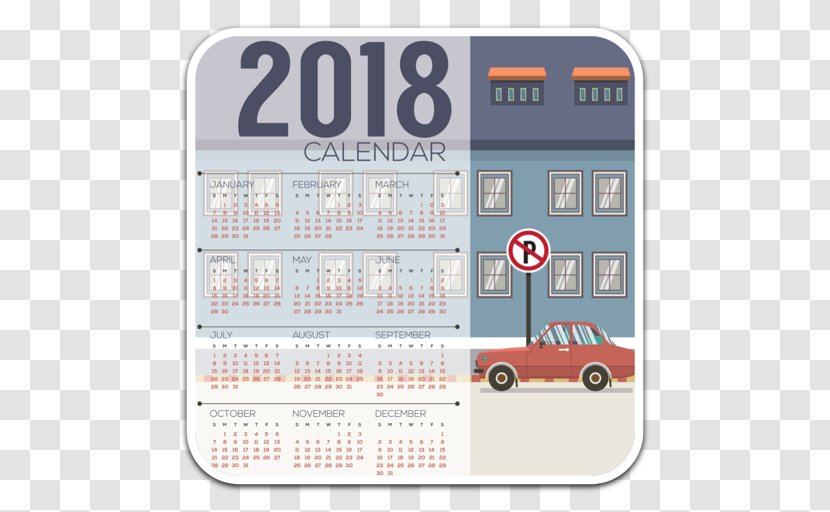 Calendar - Flat Design - 2018 Flyer Transparent PNG