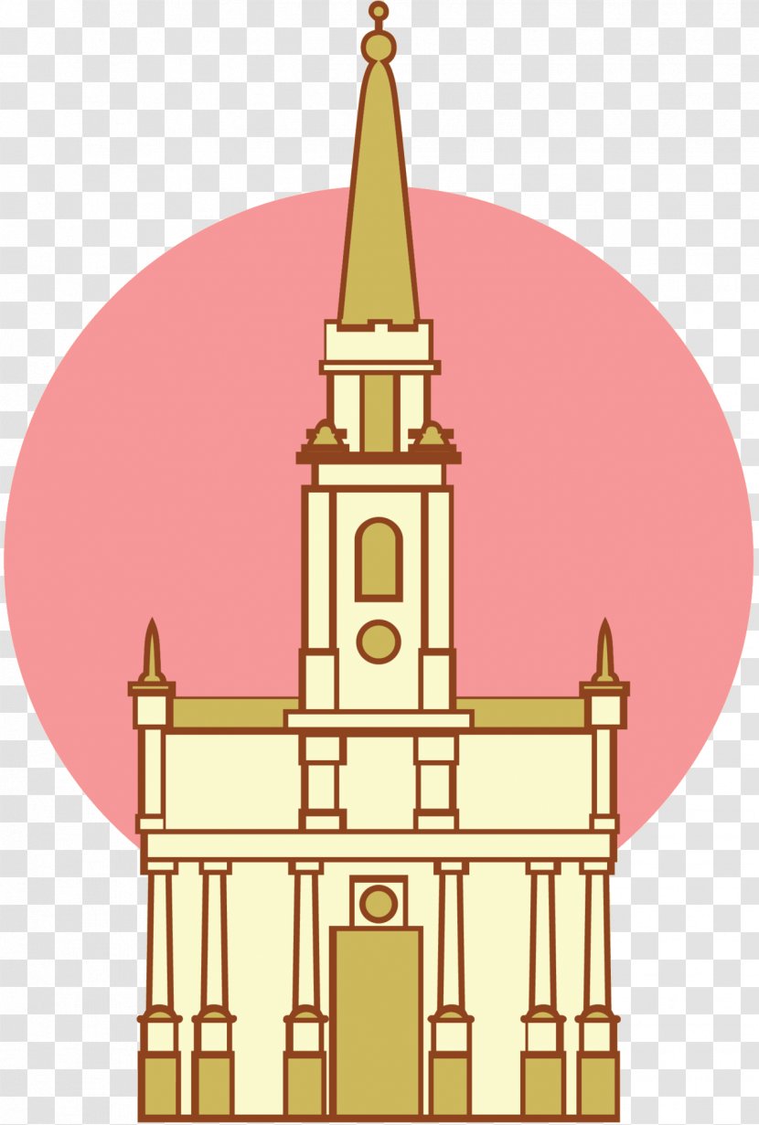 Clip Art Illustration Place Of Worship Facade Pink M - Spire - Chapel Transparent PNG