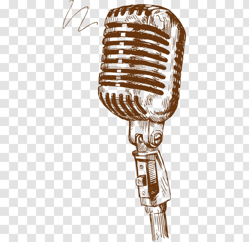 Microphone Musical Instrument Drawing - Tree - Vintage Decorative Elements Transparent PNG