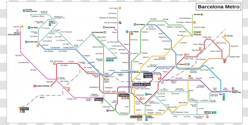 Barcelona Metro Rapid Transit Map Transparent PNG