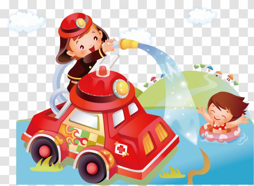 World Firefighters Games Royalty-free Fire Department Wallpaper - Cartoon - Red Truck Transparent PNG