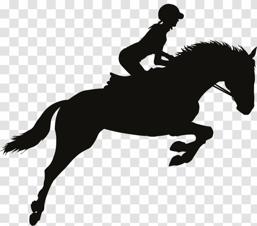 Horse Equestrian Show Jumping - Black And White Transparent PNG