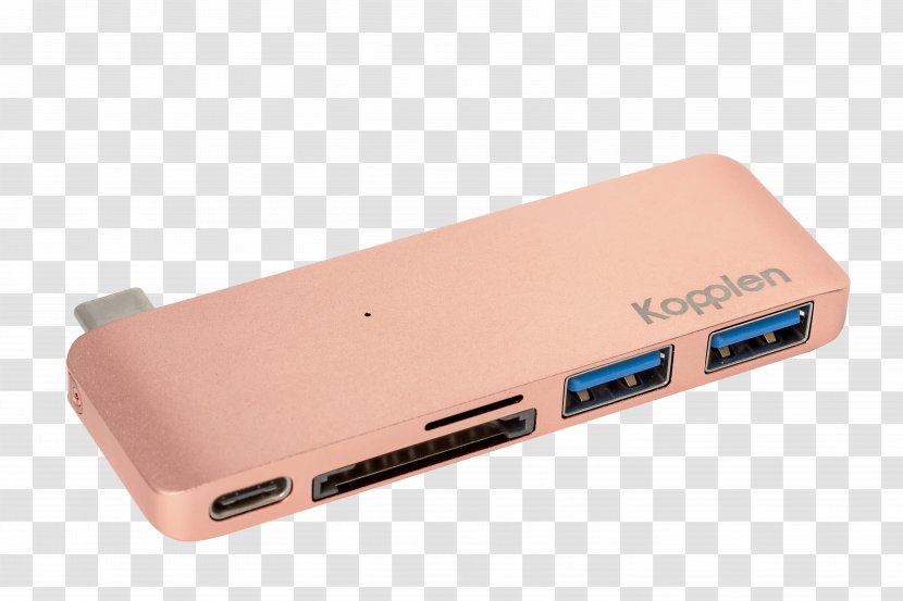 MacBook Pro Ethernet Hub USB-C USB 3.0 - Electronic Device - Pink Laptop Transparent PNG