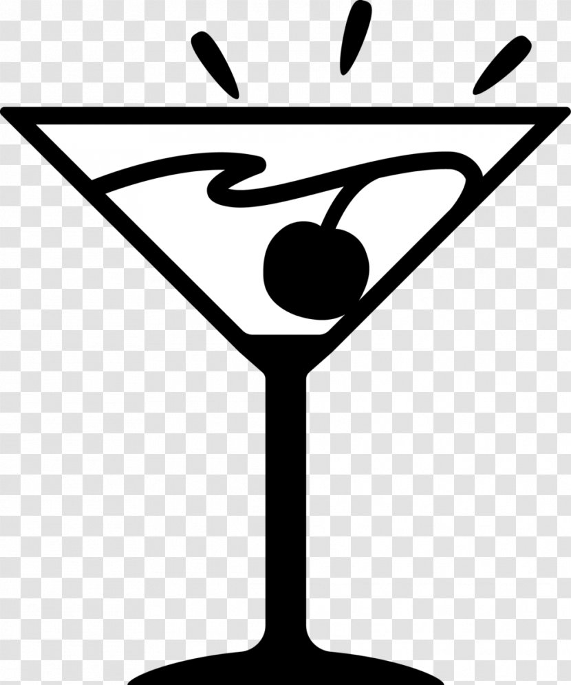 Martini Cocktail Appletini Clip Art - Black And White Transparent PNG