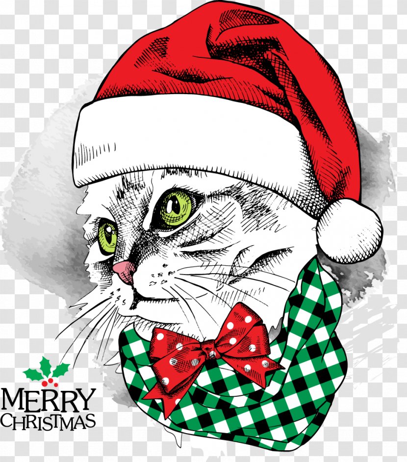 Christmas Hat - Whiskers - Cat In Profile Wearing Hats Transparent PNG
