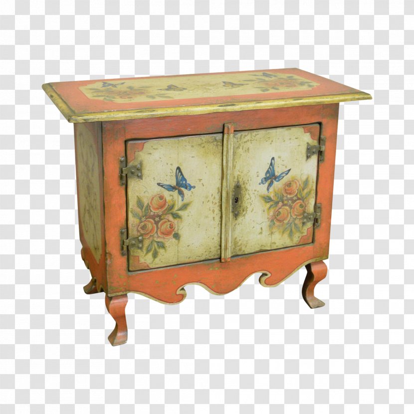Bedside Tables Antique Furniture Buffets & Sideboards - Hand-painted Butterfly Transparent PNG