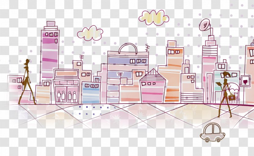 Watercolor Drawing - Paint - City Text Transparent PNG