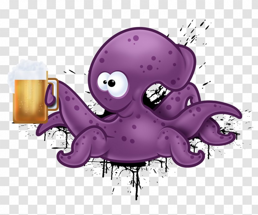 Octopus Beer Post Cards Wedding Invitation Greeting & Note - Personalization - Cartoon Transparent PNG