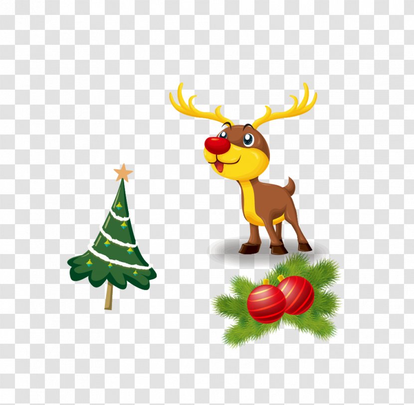 Reindeer Christmas Ornament Santa Claus Illustration - Tree Transparent PNG