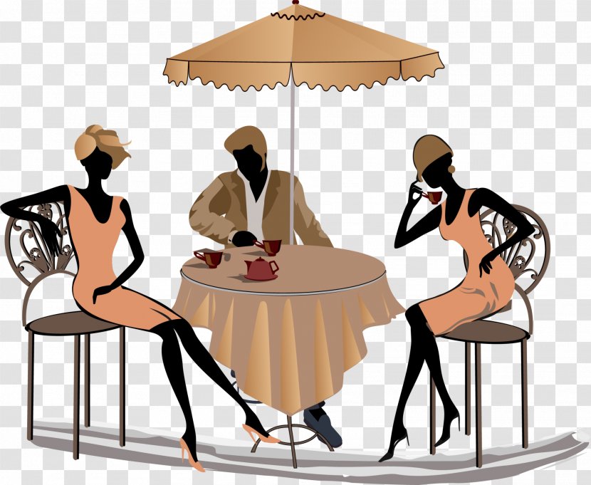 Cafe Cartoon Drawing - Silhouette - Brown Tea For Men And Women Transparent PNG