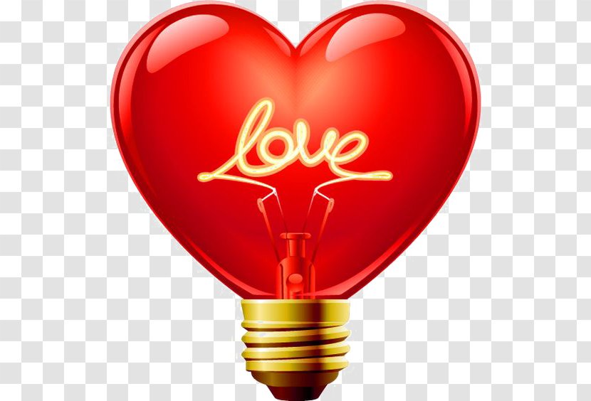 Incandescent Light Bulb Clip Art - Cartoon - Love Transparent PNG