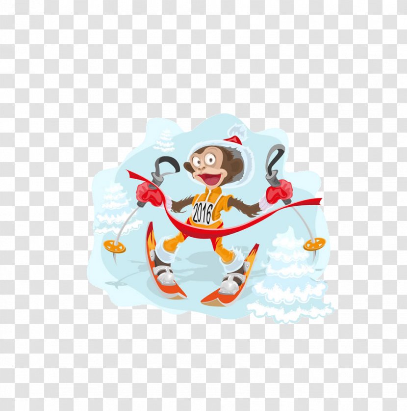 Santa Claus Monkey Christmas Illustration - Penguin - Ski Transparent PNG