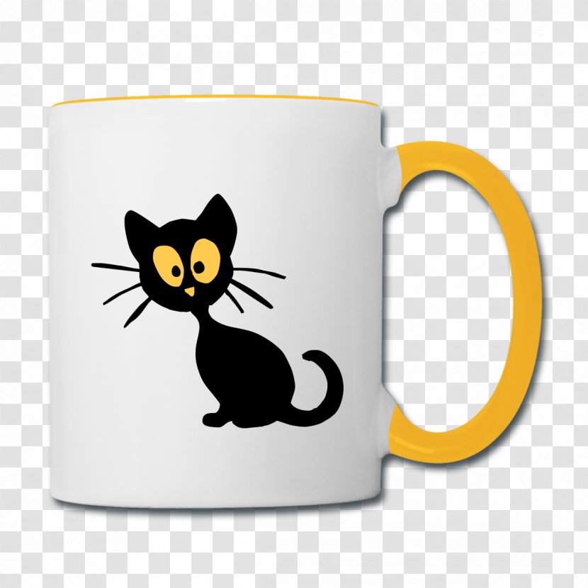 Black Cat Kitten Coffee Cup Mug Whiskers Transparent PNG