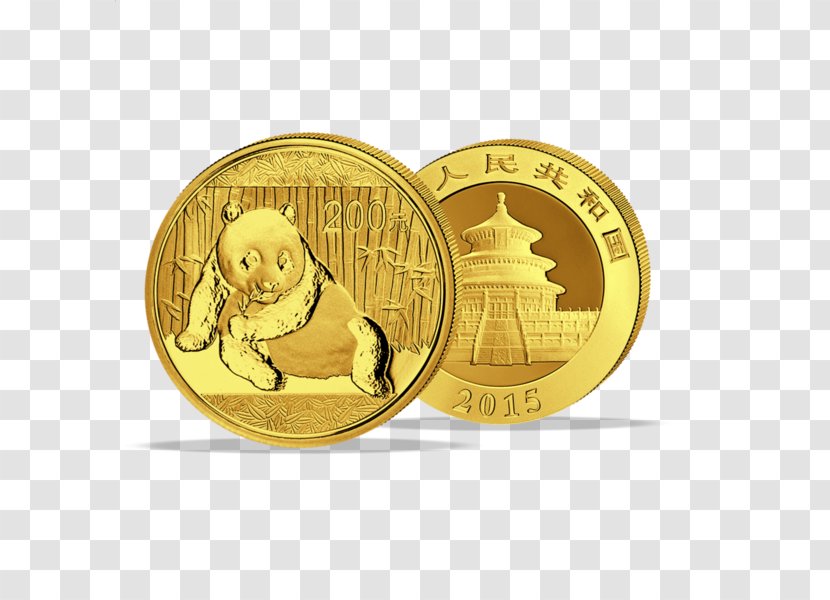 Giant Panda Chinese Gold Coin - Silver Transparent PNG