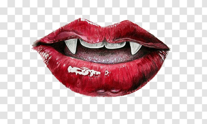 Lip Vampire Mouth Tooth - Cartoon - Lips Transparent PNG