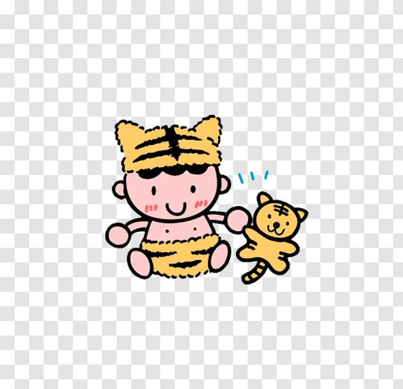 Tiger Cat Child Clip Art - Hand-painted Children And Cats Transparent PNG